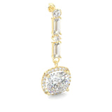 Cushion Cut Moissanite Earrings Yellow Gold 14k