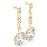 Cushion Cut Moissanite Earrings Yellow Gold 14k