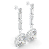 Cushion Cut Moissanite Earrings White Gold 14k