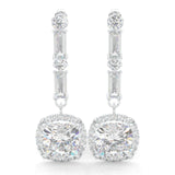 Cushion Cut Moissanite Earrings White Gold 14k