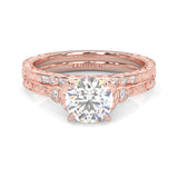 The Vintage Lunar Moissanite Wedding Set (Rose Gold )