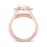 Double Halo Vintage Style Moissanite Engagement Ring ( Rose Gold14k )