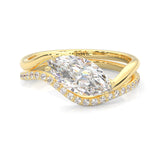 Serene Twist Moissanite Wedding Set (Marquise Cut) (Yellow Gold)