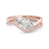 Serene Twist Moissanite Wedding Set (Marquise Cut) (Rose Gold)