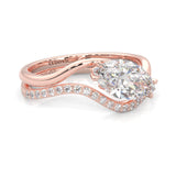 Serene Twist Moissanite Wedding Set (Marquise Cut) (Rose Gold)