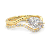 Serene Twist Moissanite Wedding Set (Marquise Cut) (Yellow Gold)