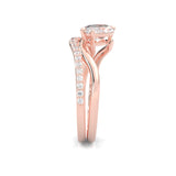 Serene Twist Moissanite Wedding Set (Marquise Cut) (Rose Gold)