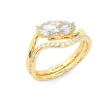 Serene Twist Moissanite Wedding Set (Marquise Cut) (Yellow Gold)