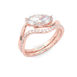 Serene Twist Moissanite Wedding Set (Marquise Cut) (Rose Gold)