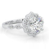 The Antique Halo Moissanite Wedding Set