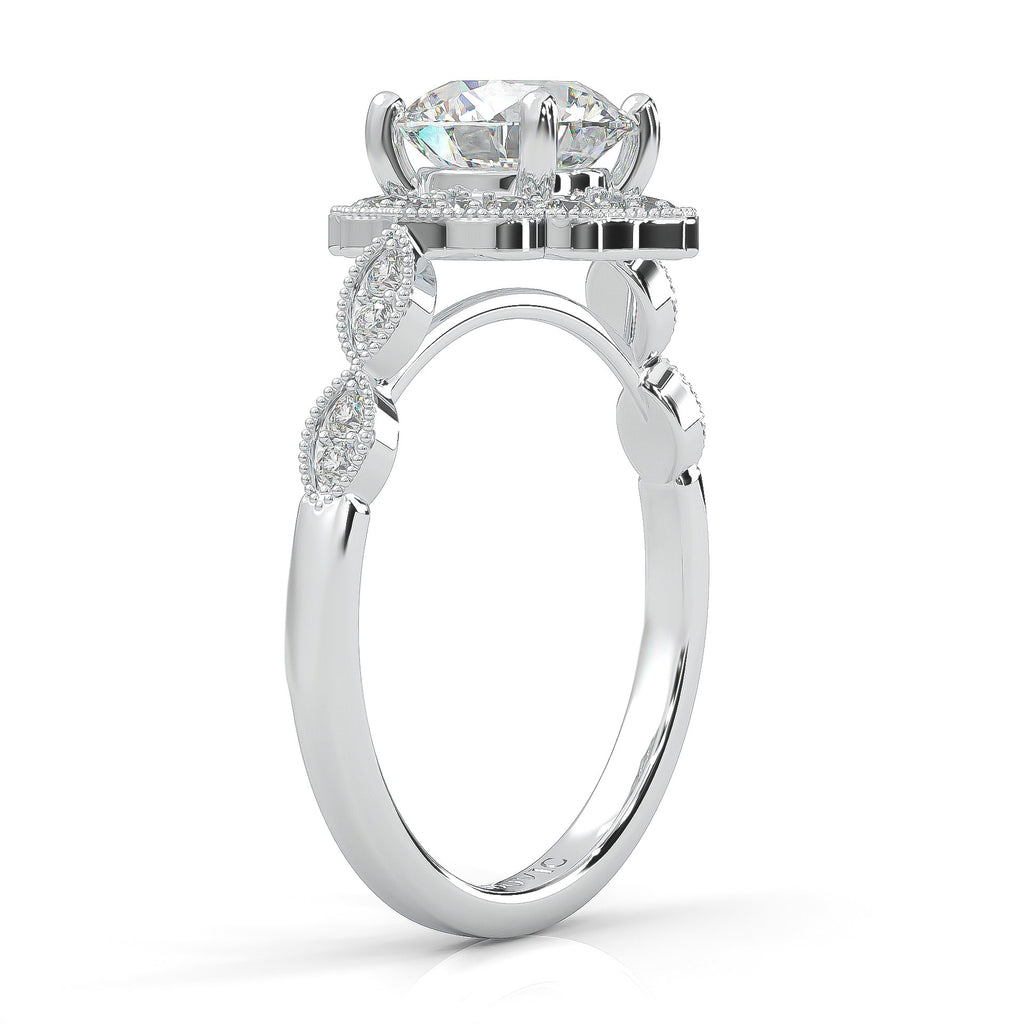 The Antique Halo Moissanite engagment ring