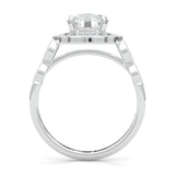 The Antique Halo Moissanite Wedding Set