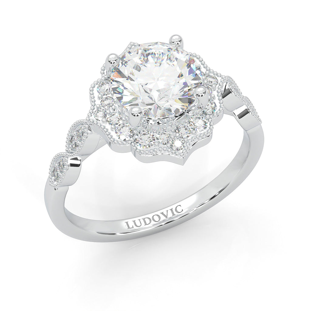 The Antique Halo Moissanite engagment ring