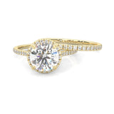 The Luminous Halo Moissanite Wedding Set ( Yellow Gold )