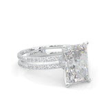 Radiant Hidden Halo Dual Band Moissanite Engagement Ring (14k Solid Gold)