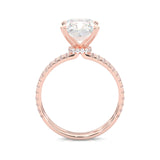 Radiant Hidden Halo Dual Band Moissanite Engagement Ring (Rose 14k Solid Gold)