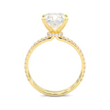 Radiant Hidden Halo Dual Band Moissanite Engagement Ring  (Yellow 14k Solid Gold)