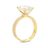 Radiant Hidden Halo Dual Band Moissanite Engagement Ring  (Yellow 14k Solid Gold)