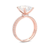Radiant Hidden Halo Dual Band Moissanite Engagement Ring (Rose 14k Solid Gold)