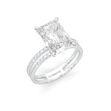 Radiant Hidden Halo Dual Band Moissanite Engagement Ring (14k Solid Gold)