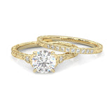 The Vintage Lunar Moissanite Wedding Set ( Yellow Gold )