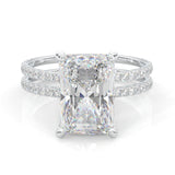 Radiant Hidden Halo Dual Band Moissanite Engagement Ring (14k Solid Gold)