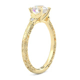 The Vintage Lunar Moissanite Wedding Set ( Yellow Gold )