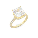 Starlight Halo Moissanite Engagement Ring Yellow Gold