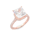 Starlight Halo Moissanite Engagement Ring Rose Gold