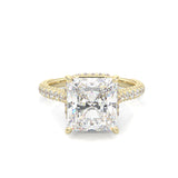 Starlight Halo Moissanite Engagement Ring Yellow Gold