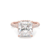 Starlight Halo Moissanite Engagement Ring Rose Gold