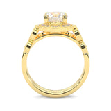 The Antique Halo Moissanite Wedding Set ( Yellow Gold )