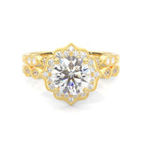 The Antique Halo Moissanite Wedding Set ( Yellow Gold )