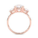 Classic Three-Stone Moissanite Engagement Ring Rose Gold