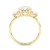 Classic Three-Stone Moissanite Engagement Ring Yellow Gold