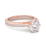 Unique Vintage Round Engagement Ring ( Rose Gold 14k )