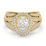 Pear-Shaped Vintage-style Moissanite Engagement Ring ( Yellow Gold 14k)