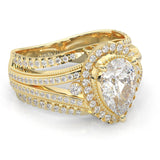 Pear-Shaped Vintage-style Moissanite Engagement Ring ( Yellow Gold 14k)