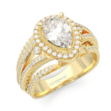 Pear-Shaped Vintage-style Moissanite Engagement Ring ( Yellow Gold 14k)