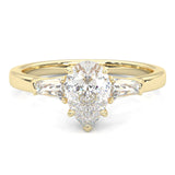 Solitaire Ring Pear Brilliant 3-Stone ( Yellow Gold )