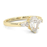 Solitaire Ring Pear Brilliant 3-Stone ( Yellow Gold )