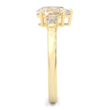 Solitaire Ring Pear Brilliant 3-Stone ( Yellow Gold 14K )