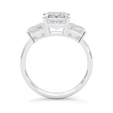 Three Stones Emerald Cut Moissanite Engagement Ring (14k Solid Gold)