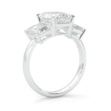 Three Stones Emerald Cut Moissanite Engagement Ring (14k Solid Gold)