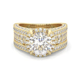 Fourfold Stones Halo Moissanite ( Yellow Gold )