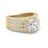 Fourfold Stones Halo Moissanite ( Yellow Gold )