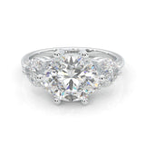 Trinelle Moissanite Engagement Ring (Platinum-Plated Silver)