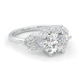 Trinelle Moissanite Engagement Ring (Platinum-Plated Silver)