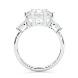 Trinelle Moissanite Engagement Ring (Platinum-Plated Silver)