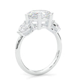 Trinelle Moissanite Engagement Ring (Platinum-Plated Silver)
